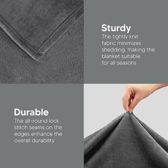 Utopia Bedding Fleece Blanket King Size Grey (90x102 Inches) Ultra Soft Warm Lightweight Microfiber Breathable Anti-Static Cozy Bed Blanket, All-Season Home Decor Gift for Men & Women