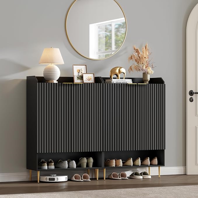 SICOTAS Shoe Cabinet Set of 3-7-Tier Large Shoe Storage Cabinet, 50.7" Tall Entryway Shoe Cabinet Storage with Adjustable Shelves for Entryway Hallway Living Room Front Door, Black - Image 8