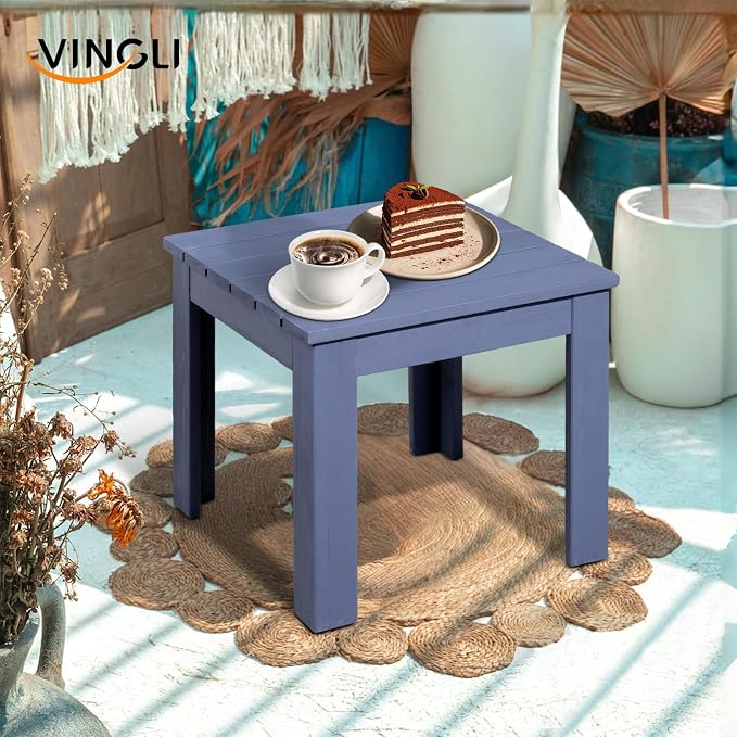 VINGLI Outdoor Wooden Side Table, Square Patio Side Table, Small Outdoor Table for Patio, Backyard, Garden, Poolside, Balcony, Adirondack Conversation End Table (Navy Blue) - Image 2