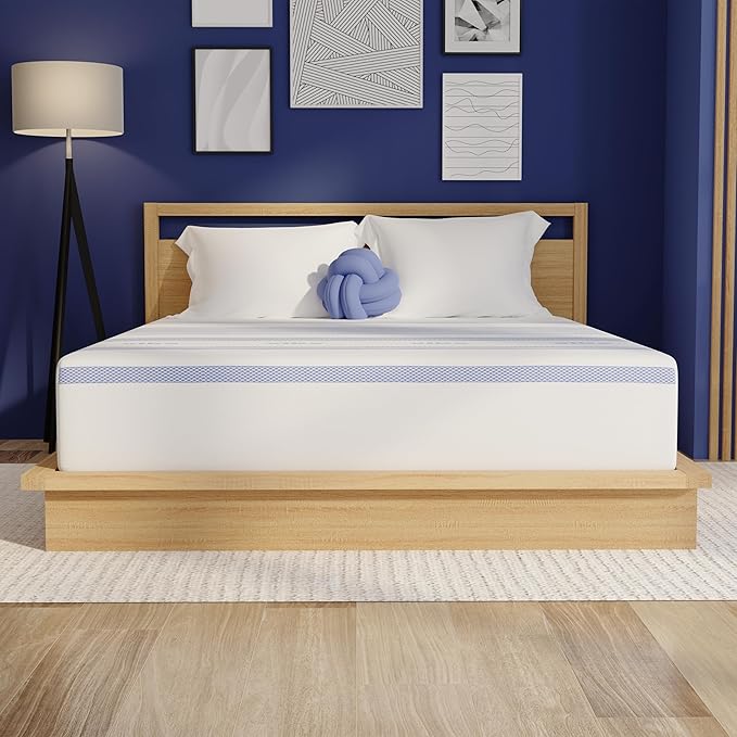 Vibe 12-Inch Gel Memory Foam Mattress - Cooling Gel - Pressure-Relieving Support - Medium-Firm Feel - CertiPUR-US Certified - Bed-in-a-Box - California King Size