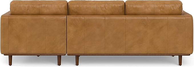 SIMPLIHOME Morrison Right Sectional Sofa in Full-Grain Genuine Leather, Sienna, 102-inches Wide, L-Shaped Leather Couch with Right Chaise for the Living Room and Family Room