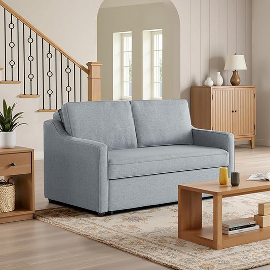 Serta® Corren 68.1" Queen Sized Convertible Sofa, Dream Coil® Comfort, Fingerguard® Pinch Point Protection, Sofa Chenille Fabric, Light Gray