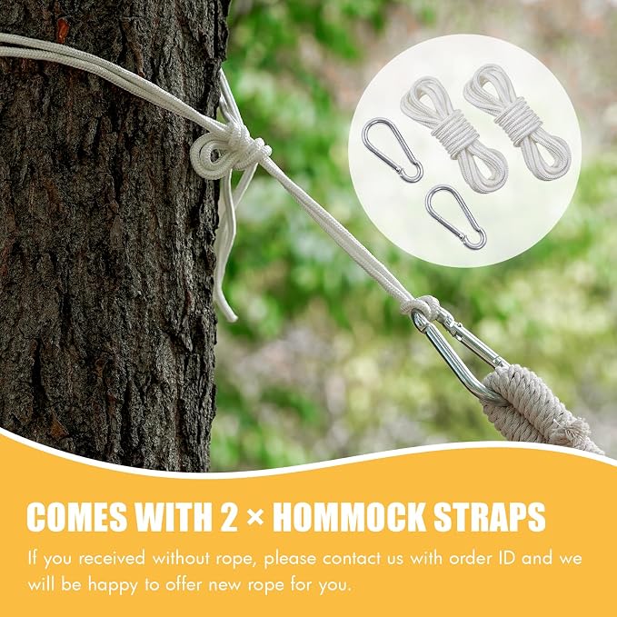 HappyPicnic Double Hammock with 9.8FT2 Rope, Portable 2 Persons Hammock with Carrying Bag- Patio Hammocks Hanging Camping Bed for Patio, Backyard, Porch, Outdoor and Indoor Use - Image 3