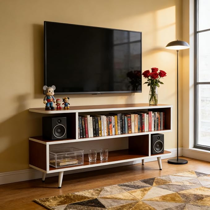 Lightdot TV Stand for TVs up to 45'', Modern Entertainment Center with 3 Storage Open Large Capacity for Collection, Media Console Table for Living Room/Entrance/Sofa Cabinet,Easy Assembly-Red Walnut - Image 9