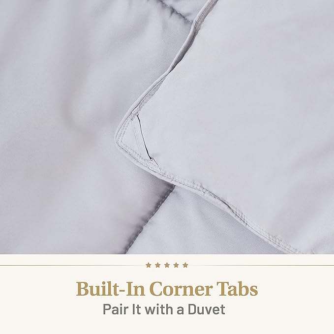 Lavish Comforts® Grey Comforter Queen – Fluffy Down Alternative Duvet Insert, Light Grey Comforter, All-Season Bedding, Hypoallergenic, Machine Washable, Queen Duvet Insert with Corner Loops