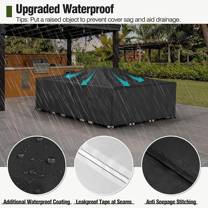 MR.COVER Outdoor Furniture Cover Waterproof, Rectangular Patio Sofa Cover, Summer UV Resistant & Winter Snow Proof 600D Heavy Duty Outdoor Table and Chair Protection Size 98L x 78W x 28H inch - Image 4