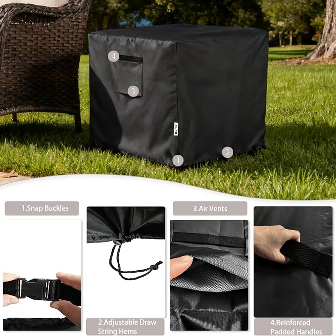 Patio Ottoman Cover,32W x 32D x 18H inch,Waterproof Square Patio Small Side Table Cover,Suitable for 3-Piece Outdoor Wicker Patio Bistro Set Side Table - Image 6