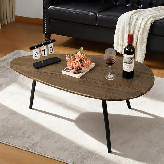 Modern Coffee Table for Living Room Small Mid Century Coffee Tables Rustic Oval Coffee Tables Retro Accent Sofa Center Tables for Living Room Easy Assembly 22" D x 43" W x 18" H