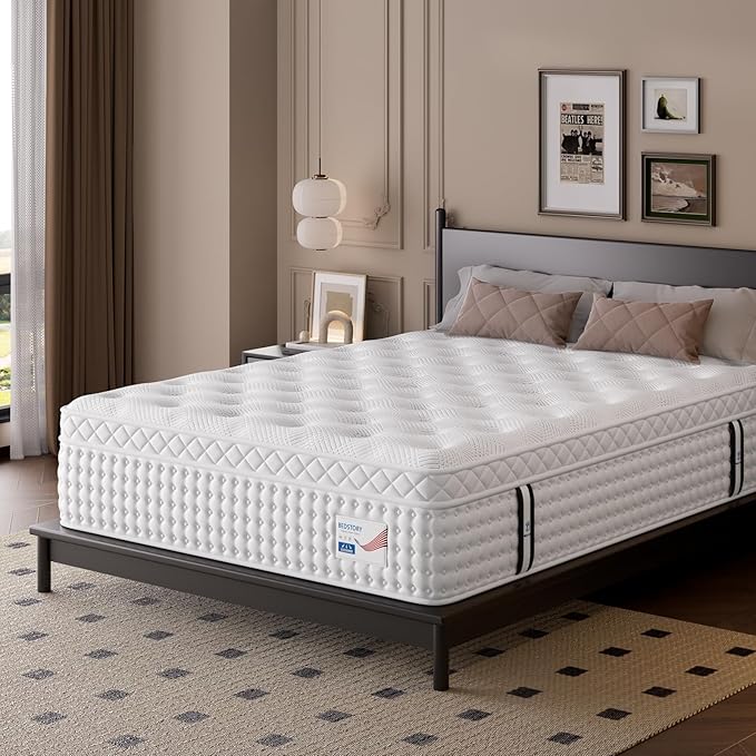BedStory Upgrade 14 inch Extra Firm Queen Size Mattress, Hybrid Mattress in a Box for Pressure and Back Pain Relief, Signature Collection Deep Sleep Mattresses, 10 Years Warranty