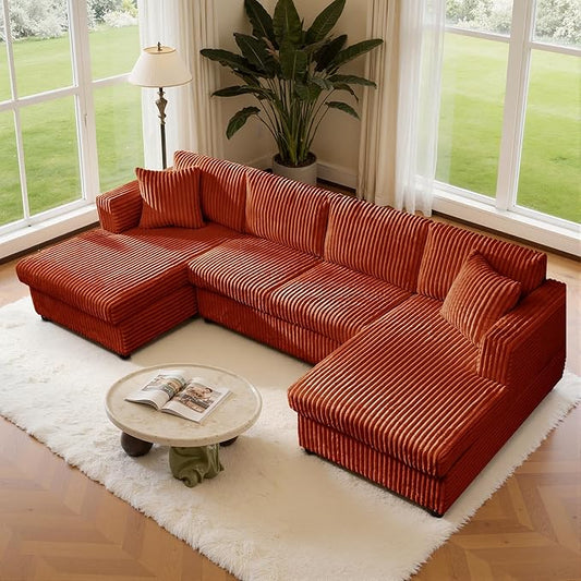 123" U-Shaped Modular sectional Sofa, Two L-Shape Chaise with 2 Cloud Couch sectional with Two Pillows, couches for Living Room (Darkbrown)