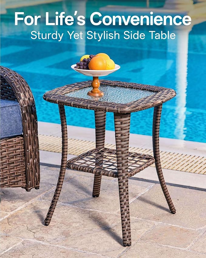 Patio Furniture Set with 6-Inch Thick Cushions, High Back Outdoor Swivel Rocker Chairs and Ottomans, 5-Piece Easy Assembly Conversation Set for Porch Deck Balcony Yard in Blue