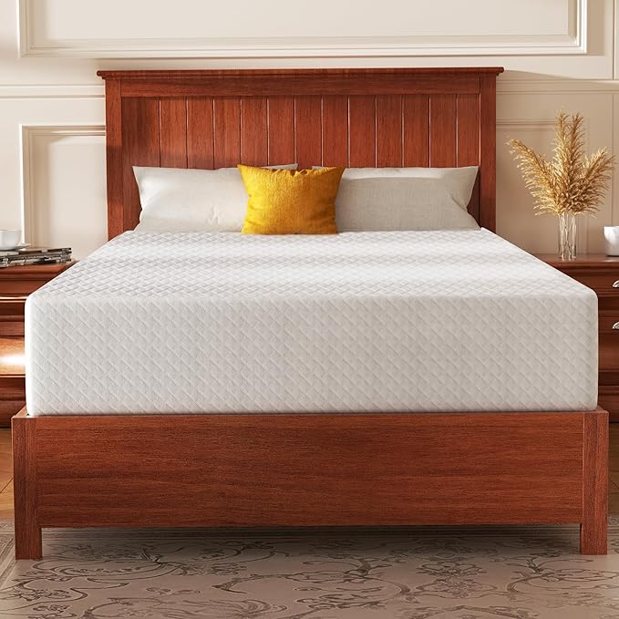 IULULU Twin XL Memory Foam Mattress, 10 Inch Twin XL Bed Mattress in a Box, Mattresses with Cooling Green Tea Gel, Relieve Pressure with Medium Support, CertiPUR-US Certified, White