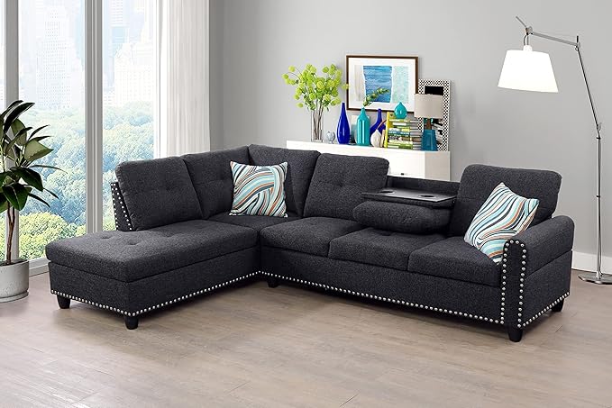Everest L Shape Sectional Sofa for Living Room for Apartment, Game Room, Guest Room and Office