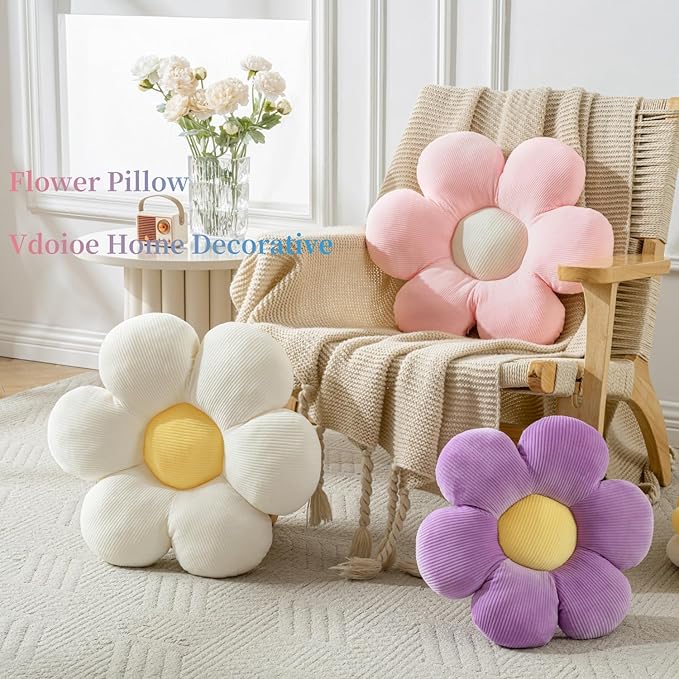 Flower Pillow Pink Throw Pillow Cute Daisy Decorative Pillow 15.75" Home Decorative Pillows for Bed, Sofa, Couch