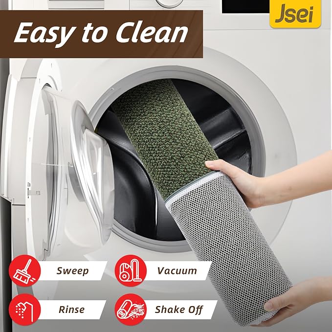 JSEI Dirt Trapper Door Mat 24"x36" Non-Slip Washable Entrance Mat, Dog Doormats, Absorbent & Fade-Resistant Floor Mats, Low Profile Welcome Mats for Entryway, Front Door, and Inside Entrance, Green - Image 6