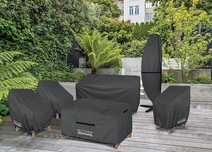 ULTCOVER Waterproof Patio Chair Cover – Outdoor Lounge Deep Seat Single Lawn Chair Cover 2 Pack Fits Up to 35W x 38D x 34H inches, Black - Image 6