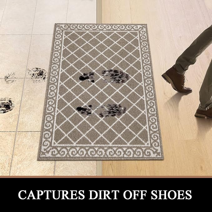 HEBE Indoor Door Mat 32"x48" Non Slip Front Door Welcome Mats Washable Shoe Mats Dirt Trapper for Entryway Low Profile Kitchen Carpet for Entrance Hallways Entrance Mat for Dogs - Image 3