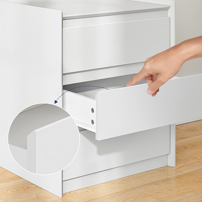 24" Tall Nightstand with Charging Station Including USB-C, Modern Bedside Table and Sofa End Table - White, 3 Drawers, 1-Pack - Image 5