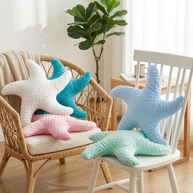 XIAIJIA Starfish Pillow Decorative Throw Pillow, 19.68x19.68 Inch Coastal Beach Pillow, Ocean Decor Beach Themed Room Accent Pillow for Couch Bed Bedroom???Turquoise???