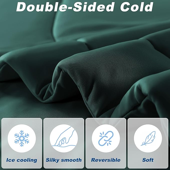 Cooling Comforter Queen Size, Double-Sided Cold Tech Quilted Bed Comforters Cooling Blanket for Hot Sleepers, Breathable Lightweight Summer Bedding, All-Season Ice Blanket, Emerald Green