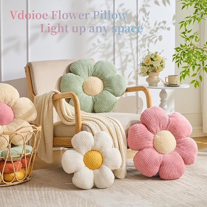 Flower Pillow, Yellow Throw Pillows Cute Daisy Decorative Pillow Cushion Seating Home Decorative for Bed, Sofa, Couch