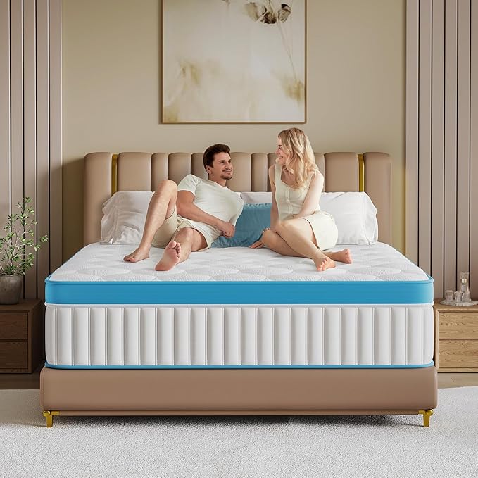 Full Size Mattress 14 Inch Full Matress in a Box Hybrid Memory Foam Individual Pocket Springs, Pressure Relief & Motion Isolation, CertiPUR-US Certified Mattresses