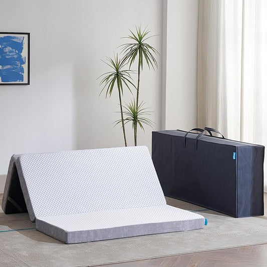 Odorless Foldable Mattress Full Size 75" x 54" x 4", 4 Inch Folding Foam Mattress with Storage Bag, Fiberglass Free Trifold Memory Foam Mattress for RV, Guest Bed