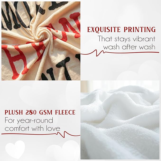 WRAPIX Anniversary Couple Gifts for Men Women - I Love You More Soft Fleece Throw Blanket 60x80 in - Mothers Day Birthday Wedding Gifts for Wife Her Girlfriend, Romantic Gift for Him Boyfriend Husband