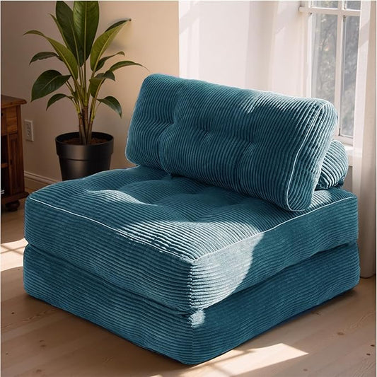 Folding Sofa Bed,Convertible Sleeper Chair for Adults, Folding Sofa Bed Foam Filling Couch with Pillow，Sleeper Chairs Single Size Floor Mattress,Dark Blue