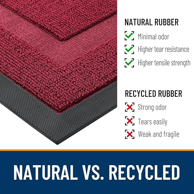 OLANLY Front Door Mat Indoor Outdoor Entrance, Waterproof All-Season, All-Weather Doormat, Sturdy Natural Rubber, Low Profile, Easy Clean Patio Porch Entryway Mat, 29.5x17, Burgundy - Image 4