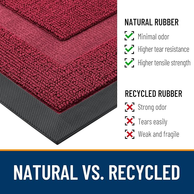 OLANLY Front Door Mat Indoor Outdoor Entrance, Waterproof All-Season, All-Weather Doormat, Sturdy Natural Rubber, Low Profile, Easy Clean Patio Porch Entryway Mat, 71x23, Burgundy - Image 4