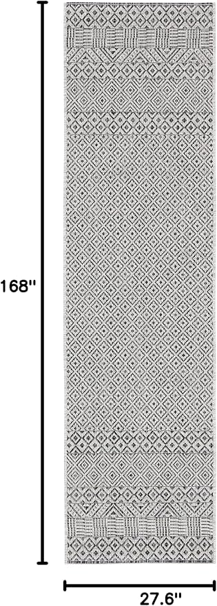SAFAVIEH Courtyard Collection 2'3" x 14' Grey/Black CY8235 Indoor/ Outside Waterproof Easy cleansingPatio Backyard Mudroom Runner Mat - Image 2