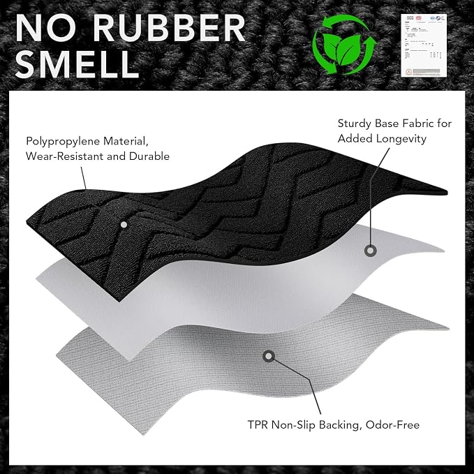 hicorfe Front Door Mat Outside Entrance,32"x40" Absorbent Muddy Dirt Resist Welcome Door Mats Outdoor Indoor,Stain and Fade Resistant,Non Slip Backing Entry Mat Doormat for Entryway(Black) - Image 8
