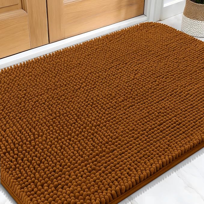 OLANLY Dog Door Mat for Muddy Paws 30x20, Absorbs Moisture and Dirt, Absorbent Non-Slip Washable Doormat, Quick Dry Chenille Mud Mat for Dogs, Entry Indoor Entryway Carpet for Inside Floor, Ochre by OLANLY