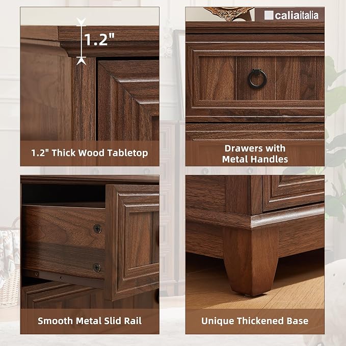 Joaxswe Farmhouse 5 Drawer Dresser for Bedroom, 42" Tall Small Dressers & Chest of Drawers, Rustic Wood Dresser with Metal Handle, Storage Organizer Closet for Living Room, Hallway, Entryway - Image 6