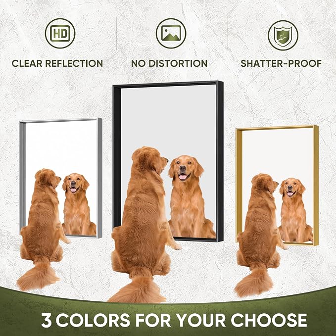 Suidia Bathroom Mirror, 24" x 36" Wall Mirror Metal Framed, Bathroom Vanity Mirror for Living Room Bedroom Bathroom Entryway, Black, Rect Corner Style - Image 4