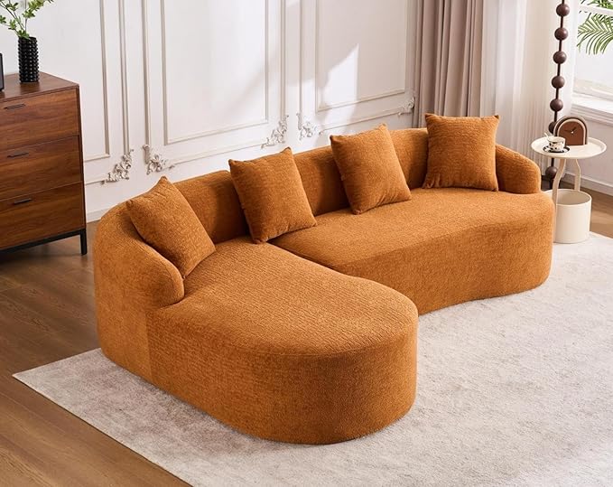 KEIKI L-Shaped Chenille Modular Sectional Couches with Chaise Lounge & 4 Pillows, 3 Seater Oversized Upholstered Luxury Plush Cloud Sofa for Living Room Apartment, Full Sponge Compression