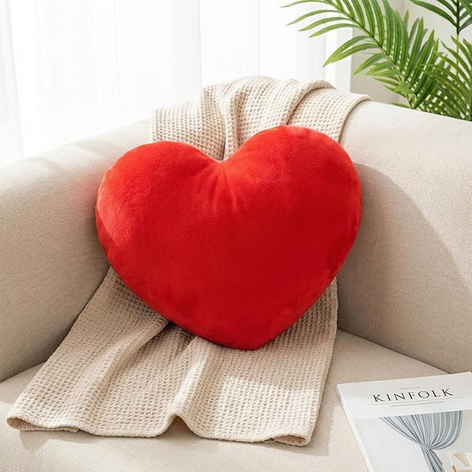 RAINFLOW Red Heart Pillow Decorative Throw Pillow for Room Decor - Throw Pillows Plush Faux Fur, Decorative Pillows for Bed Couch Bedroom, Heart Shaped Pillow Christmas Pillows Gift