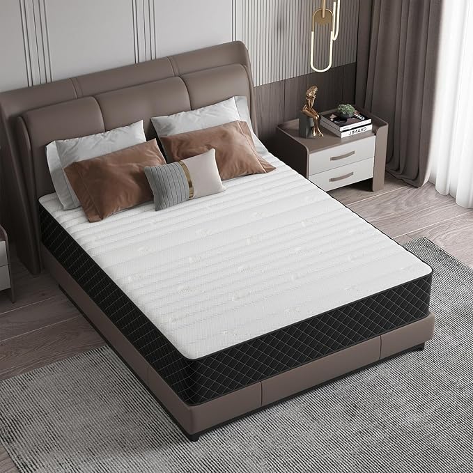 King Mattress, 12 Inch Hybrid Mattress with Breathable Foam & Individually Pocket Springs, Medium Firm Memory Foam Mattress in a Box for Back Support, King Size 80x76x12 Inch