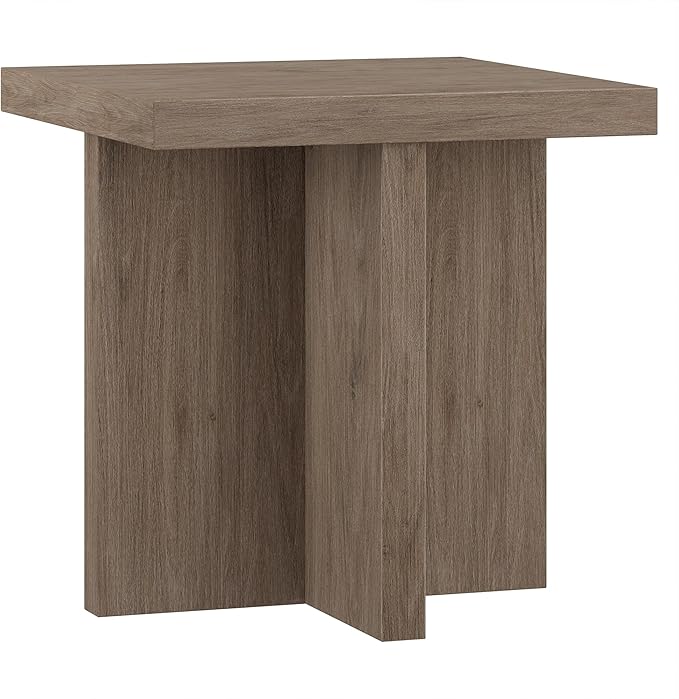Henn&Hart 22" Scandinavian Square End Table, Side Table, Nightstand with X-Base for Living Room, Office, Family Room, or Bedroom, Antiqued Gray Oak