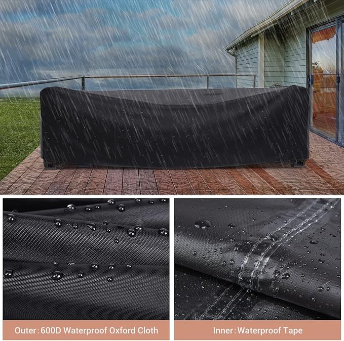 Patio Furniture Set Cover Waterproof, Mrrihand Outdoor Sectional Sofa Set Cover Heavy Duty 600D Table and Chair Set Cover 98" L× 78" W× 30" H - Image 5
