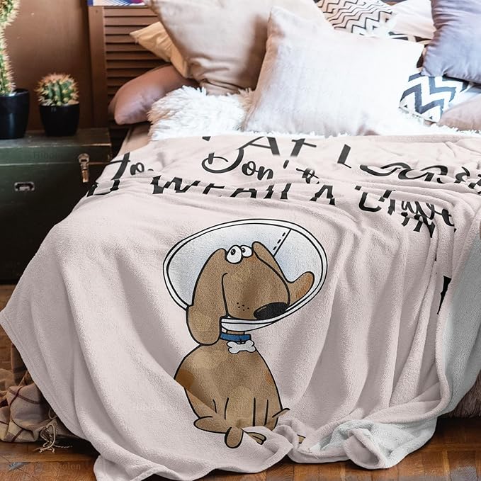 Get Well Gifts for Women/Men After Surgery, Sympathy Gift, Feel Better/Get Well Soon Gifts for Women, Surgery Recovery Gift for Men, at Least You Dont Have to Wear A Cone White Blanket 50"x60"