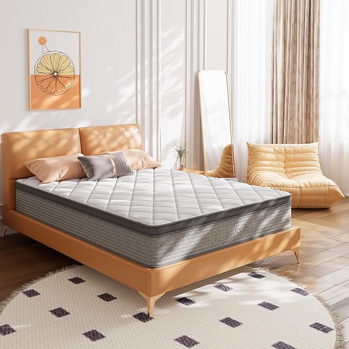 Mubulily Full Mattress,10 Inch Full Size Hybrid Memory Foam and Individual Pocket Spring,Motion Isolation,Medium Firm Mattress,Pressure Relief,CertiPUR-US,100 Nights Trial