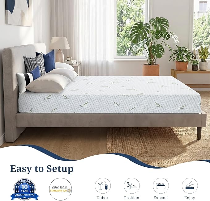 IULULU Twin XL Mattress - 8 Inch Memory Foam Mattress for Pressure Relief - Medium Plush, CertiPUR-US Certified Bed Mattress in Box