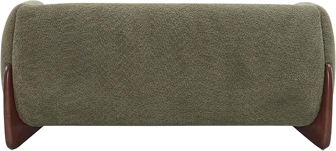 Merax 63 Inch Modern Boucle Upholstered 2-Seater Sofa, Chenille Fabric Loveseat with Solid Wood Legs, Low Profile Small Couch for Living Room, Olive Green