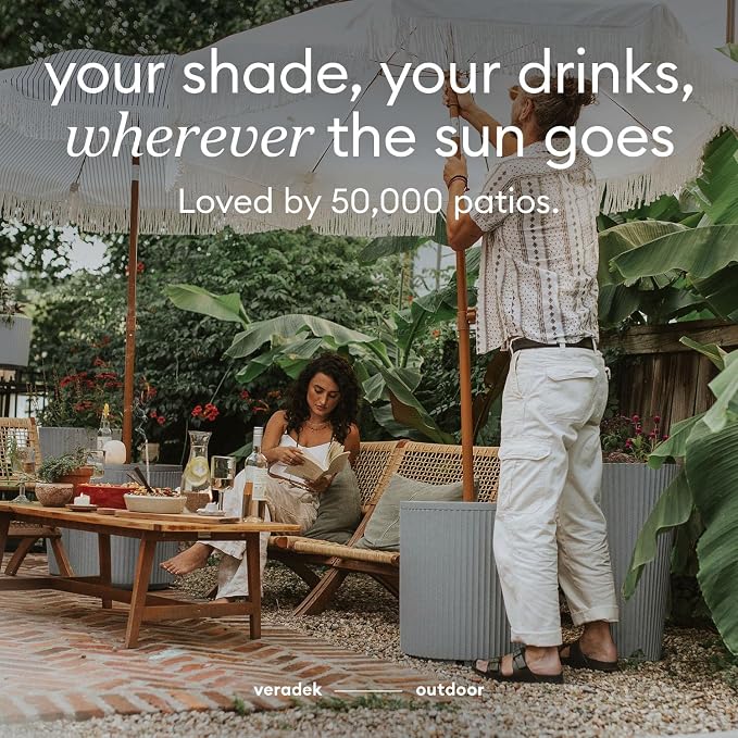 Veradek Umbrella Side Table - Outdoor Patio Table with Umbrella Hole for Porch/Patio | Durable Plastic-Stone Composite Material & Easy Assembly | Modern Coffee, Picnic or Poolside Table - Image 7