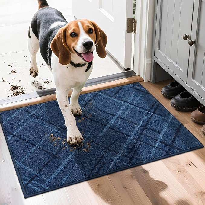 COSY HOMEER Front Door Mat Low Profile Non-Slip Doormat for Entryway, Absorbent Dirt Trapper Washable Entrance Mat, Sturdy Polyester Doormats (32"x20", Blue) - Image 9