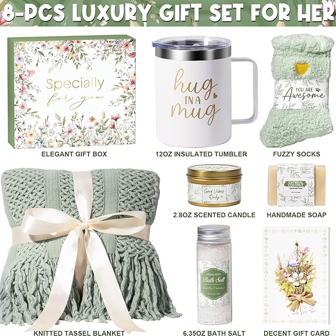 Self Care Gifts for Women Get Well Soon Gifts, Mothers Day Birthday Gifts for Women Care Package, Sympathy Gift Baskets Spa Gifts Thinking of You Inspirational Gifts for Mom Her Sister Grandma Friends