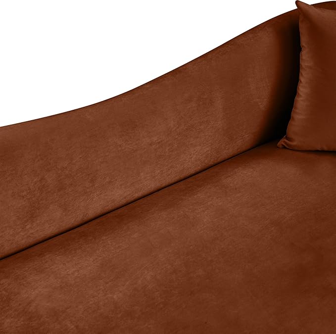 Meridian Furniture 44052Cognac-S Destin Collection Modern | Contemporary Sofa with Ultra Luxe Cognac 460 GSM Velvet, Rich Curves, 91" W x 34.5" D x 31" H, Cognac