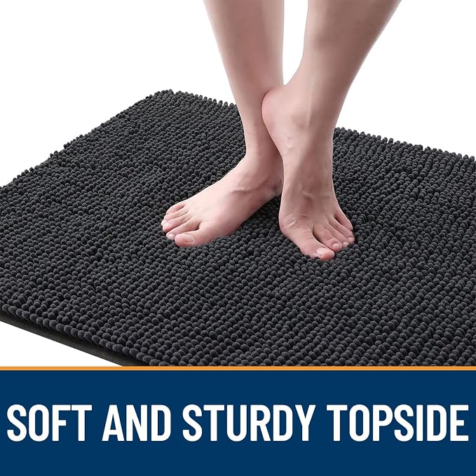 OLANLY Dog Door Mat for Muddy Paws 40x24, Absorbs Moisture and Dirt, Absorbent Non-Slip Washable Doormat, Quick Dry Chenille Mud Mat for Dogs, Entry Indoor Entryway Carpet for Inside Floor, Dark Grey - Image 4